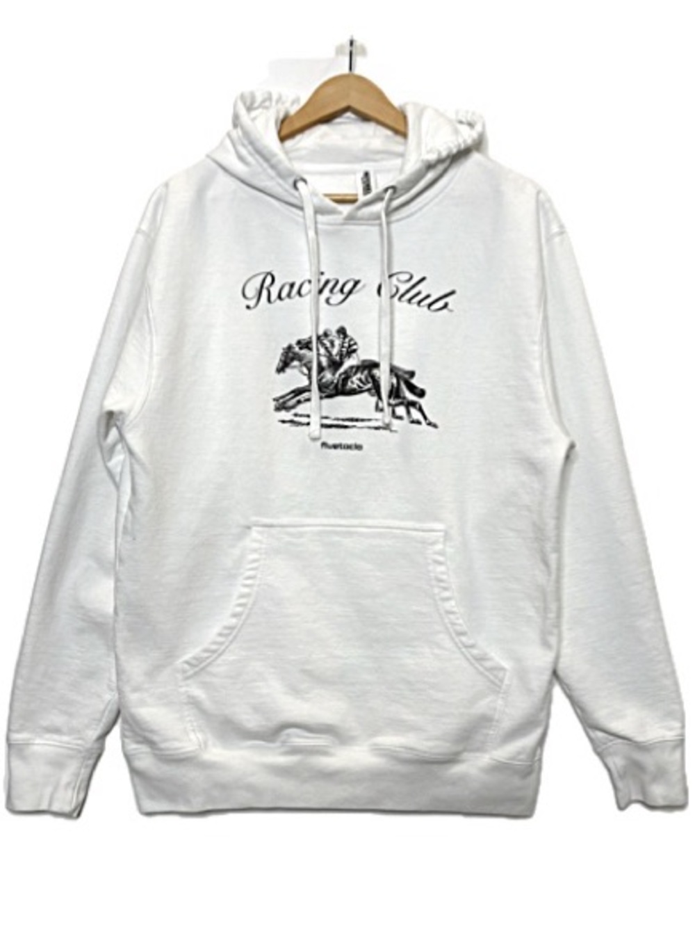 Fivetoclo White Horse Racing Club Graphic Hoodie Mens Size M Pullover Fleece